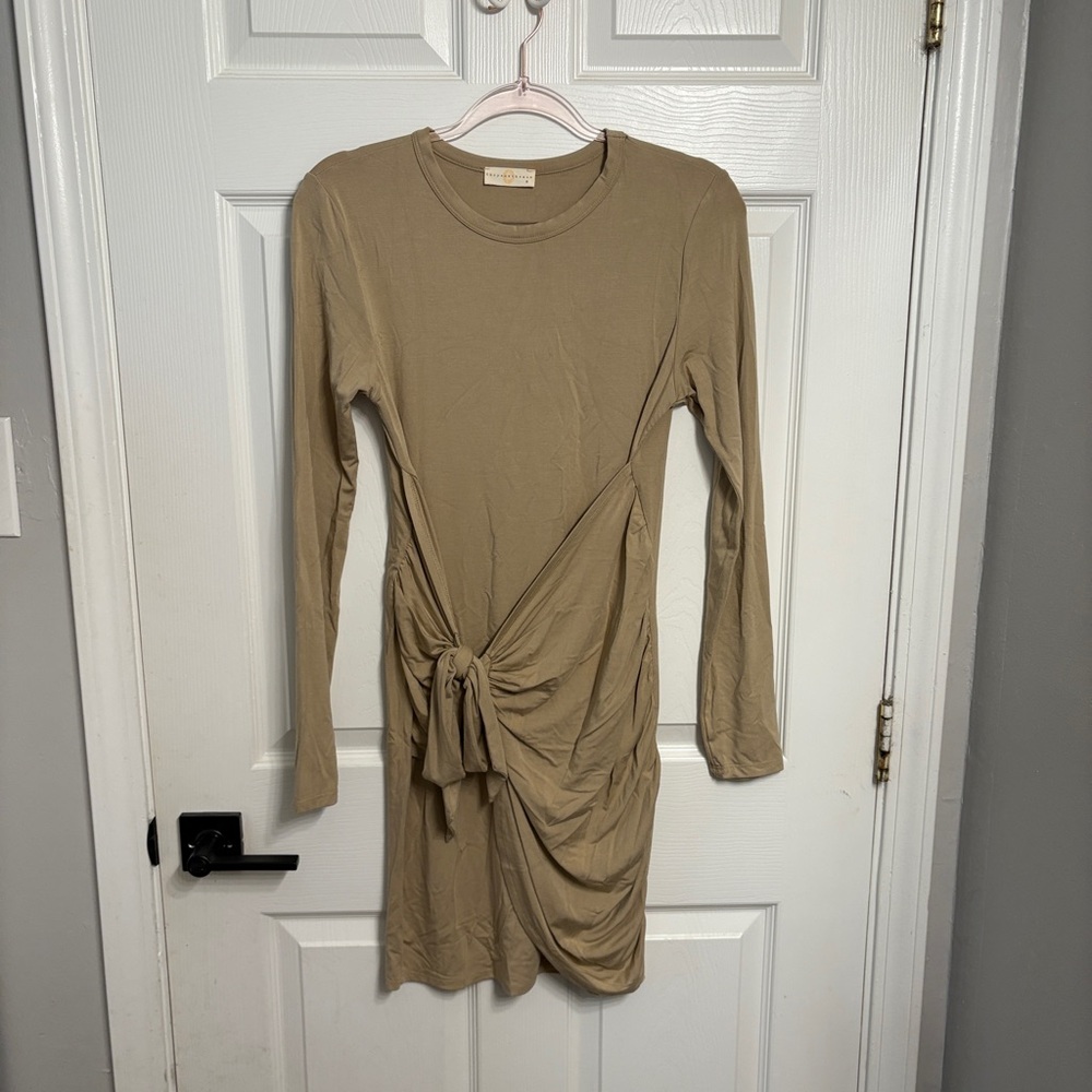 Long sleeve taupe beige dress